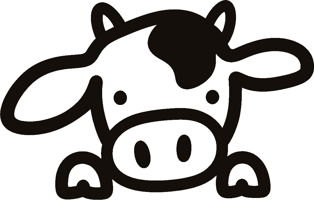 MOOKI’s hand-drawn cow peeking up with both hooves